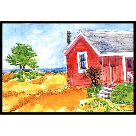 Carolines Treasures Old Red Cottage House at the lake Or Beach Indoor Or Outdoor Mat - 18 x 27 in. 6041MAT